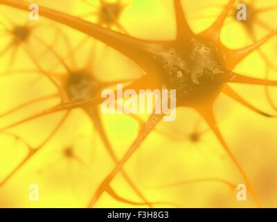 3D illustration of neurons in the brain Stock Photo