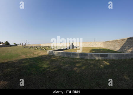 Hindu memorial and indian graves burial section. Plot 2 (II) tombstones visible on the left side of memorial. CWGC East Mudros. Stock Photo