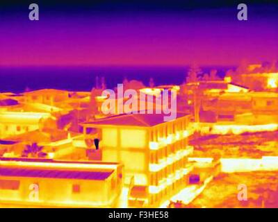 Thermal image of beach houses, Sicily, Italy Stock Photo