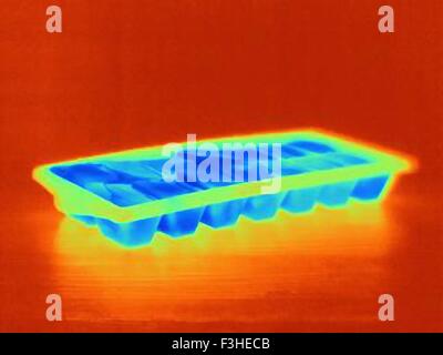 Thermal image of tray of ice cubes Stock Photo