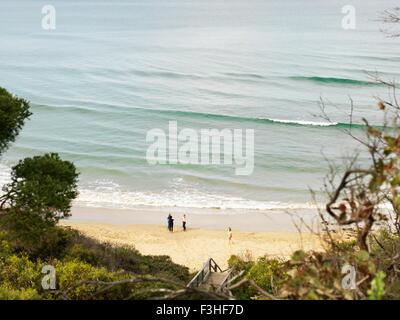 High angle view of tourists on beach, Point Addis National Park, Anglesea, Australia Stock Photo