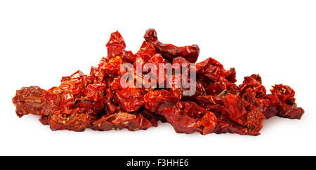 Pile of ripe red dried tomatoes isolated on white background Stock Photo