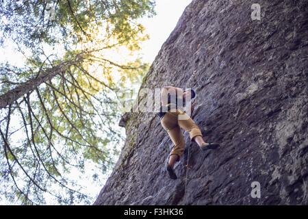 Man rock climbing, French's Dome, Zig Zag, Oregon, USA Stock Photo