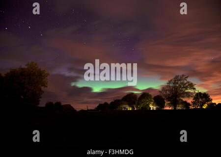 Marwood, Barnard Castle, County Durham UK. Wednesday 7th October 2015.  Another geomagnetic storm has created good views of the Aurora Borealis (Northern Lights) in the Marwood area of Barnard Castle in County Durham UK. Credit:  David Forster/Alamy Live News Stock Photo