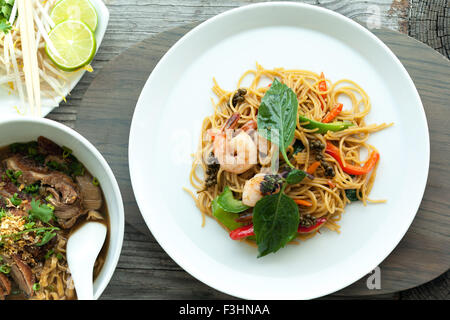 Thai Shrimp with Noodles Stock Photo