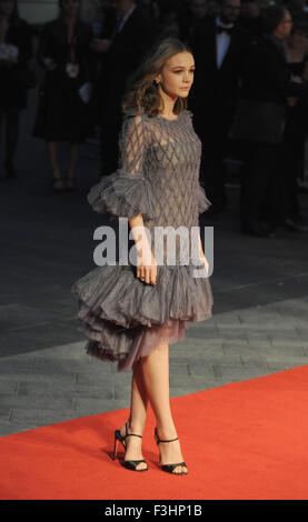 London, UK, UK. 7th Oct, 2015. Carey Mulligan attends a screening of 'Suffragette' on the opening night of the BFI London Film Festival at Odeon Leciester Square. Credit:  Ferdaus Shamim/ZUMA Wire/Alamy Live News Stock Photo