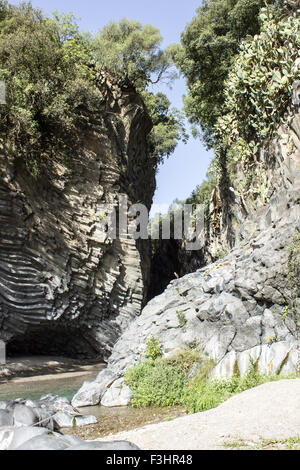 The rocks of Alcantara Gorge in Sicily, Italy. Stock Photo