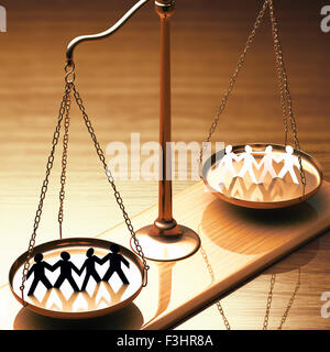 Scales of justice equaling races without prejudice or racism. Clipping path included. Stock Photo