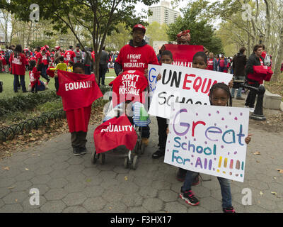 The 'Stand for School Equality Rally' at Cadman Plaza on October 7, 2015 in New York City. Stock Photo