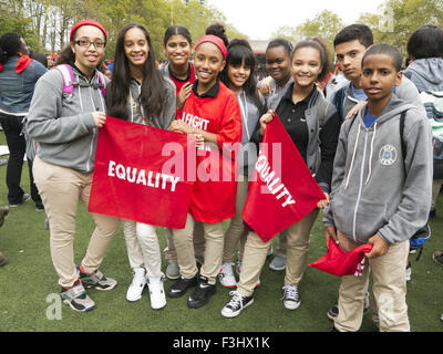 Charter school students at the 'Stand for School Equality Rally' at Cadman Plaza on October 7, 2015 in New York City. Stock Photo