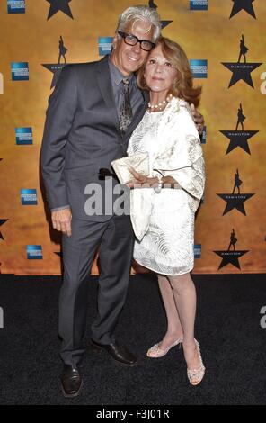 Opening night of the Broadway musical Hamilton at the Richard Rodgers Theatre - Arrivals.  Featuring: Steve Bakunas, Linda Lavin Where: New York City, New York, United States When: 06 Aug 2015 Stock Photo