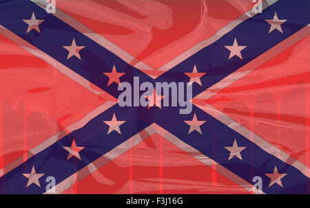 The flag of the confederates during the American Civil War with blood background Stock Photo