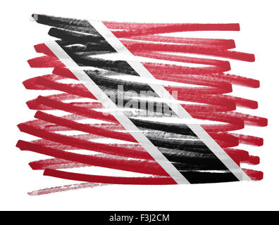 Flag illustration made with pen - Trinidad and Tobago Stock Photo