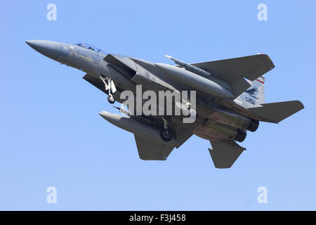 US Air Force F-15 Eagle landing Stock Photo