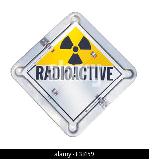 Truck transport radioactive warning sign. Stock Photo