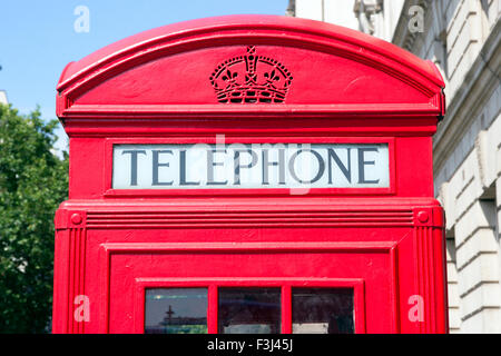 Traditional red telephone box in London Stock Photo