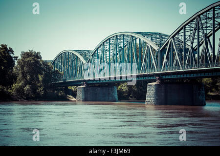 Poland - Torun famous truss bridge over Vistula river. Transportation infrastructure. Stock Photo