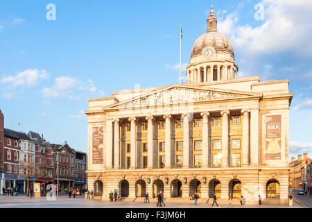 The Council House, Nottingham City Council, lit by evening sunlight, the Old Market Square, Nottingham, England, UK Stock Photo