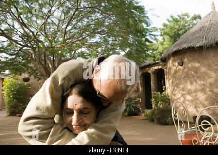 Senior couple in happy mood at Jaisalmer ; Rajasthan ; India NO MR Stock Photo