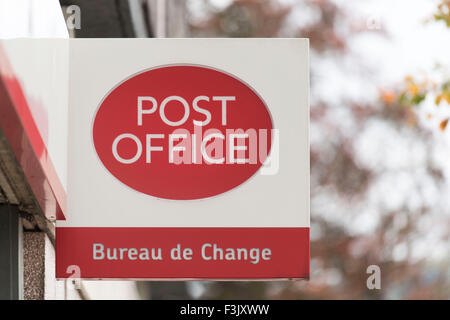 A Royal Mail Post Office Bureau de Change currency exchange. Stock Photo