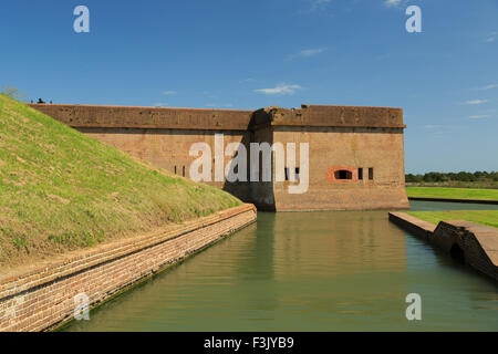 A photograph of Fort Pulaski National Monument in Savannah, Georgia. The photograph was taken on a beautiful summer's day. Stock Photo