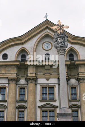 Ursuline Church of the Holy Trinity, one of Ljubljana Baroque landmarks. The church was built between 1718 and 1726. Stock Photo