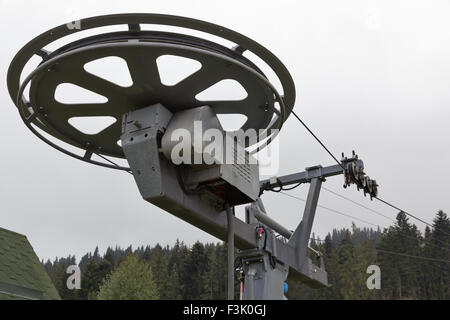 skiing lift mechanism in the fall preparing for winter season Stock ...