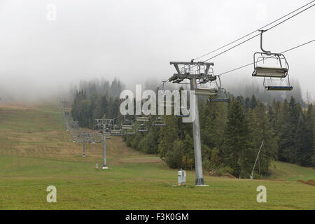 skiing lift mechanism in the fall preparing for winter season Stock ...