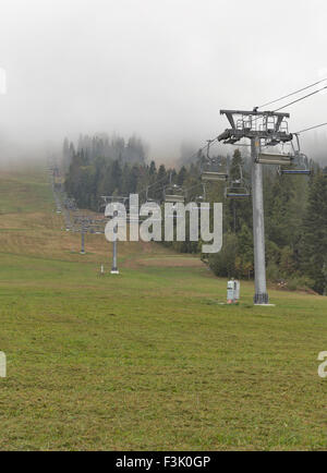 skiing lift mechanism in the fall preparing for winter season Stock ...