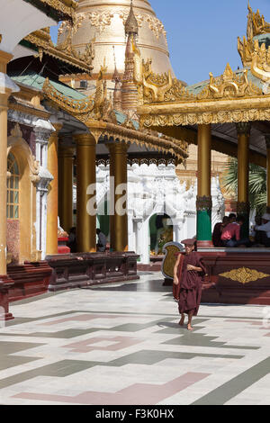 Shrines and stupas around the Beautiful Shwedagon Pagoda. Stock Photo