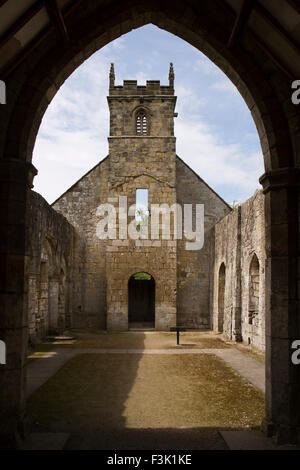UK, England, Yorkshire East Riding, Wharram Percy, abandoned medieval village, nave of roofless church Stock Photo