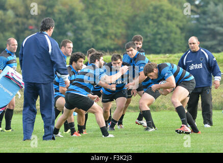 Manchester, UK. 8th October, 2015. The Uruguay squad train at Broughton Park Rugby Club in preparation for their match against England on 10th October with neither side able to qualify for the quarter-finals. Rugby World Cup - Uruguay Training Session Manchester UK Credit:  John Fryer/Alamy Live News Stock Photo