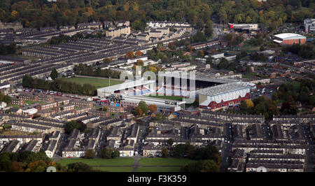 aerial view of Burnley FC Turf Moor stadium, a UK football ground Stock Photo