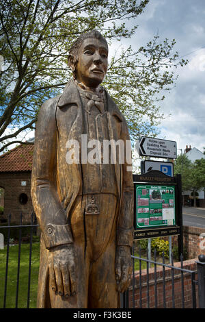 UK, England, Yorkshire East Riding, Market Weighton, wooden statue of William Bradley, Britain’s tallest man Stock Photo