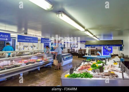 The Fish and Food Market by the harbour in Whitstable, Kent, England, UK Stock Photo