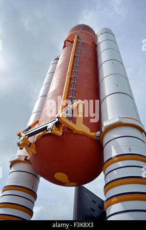 Space Shuttle Solid Rocket Boosters and External Tank at Kennedy Space Center Stock Photo