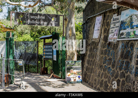 The entrance of Alcantara Gorge in Sicily. Stock Photo