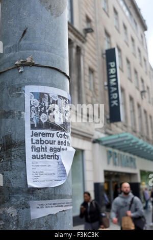 'Fight Austerity Poster, in Liverpool one, Merseyside, UK Stock Photo