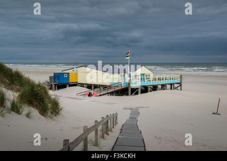 2 July, 2014  The beach with the heartbreak Hotel at the eastern end of the island of Terschelling.  Photo Kees Metselaar Stock Photo