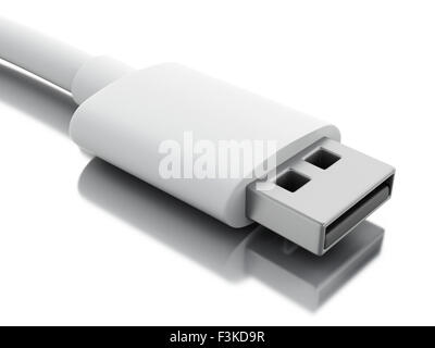 3d renderer image. USB  connector interface wire. Isolated white background Stock Photo