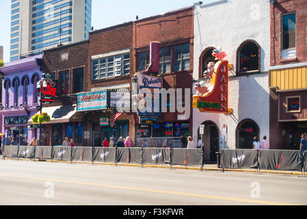 Honky Tonk row Nashville Tennessee TN Stock Photo