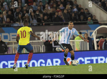 Buenos Aires, Argentina. 9th October, 2015. -  Tevez of Argentina  during the first round to qualifiers to World Cup Russia 2018 against Equador in Monumental Stadium. (Foto: Néstor J. Beremblum) Credit:  Néstor J. Beremblum/Alamy Live News Stock Photo