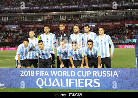 Buenos Aires, Argentina. 9th October, 2015. - Team of Argentina before the first round to qualifiers to World Cup Russia 2018 against Equador in Monumental Stadium. (Foto: Néstor J. Beremblum) Credit:  Néstor J. Beremblum/Alamy Live News Stock Photo