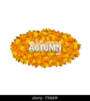 Oval Frame from Autumn Orange Leaves Stock Vector