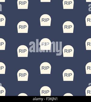 Halloween Seamless Pattern with Tombstones R.I.P. Stock Vector