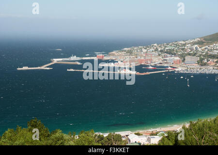 Aerial view of bay and naval base,  Simonstown, South Africa Stock Photo