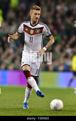 Dublin, Ireland. 08th Oct, 2015. Germany's Marco Reus in action during the UEFA EURO 2016 qualifying soccer match Ireland vs Germany in Dublin, Ireland, 08 October 2015. Ireland won 1-0. Photo: Peter Kneffel/dpa/Alamy Live News Stock Photo