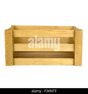 Mini empty wooden crate which may be used for fruits or vegetables isolated on white background Stock Photo