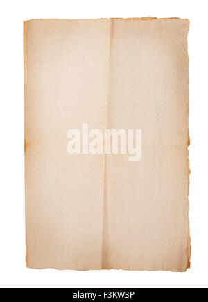 old sheet isolated on white Stock Photo