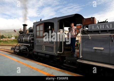 Sugar Cane Train. Maui. Hawaii. Old tourist train that runs through the steps carrying sugar cane from Lahaina to Ka'anapali. Su Stock Photo